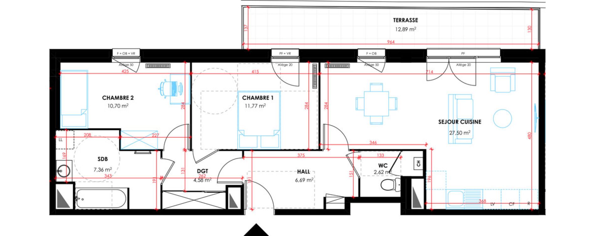 Appartement T3 de 71,15 m2 &agrave; Tourcoing Flocon - blanche porte