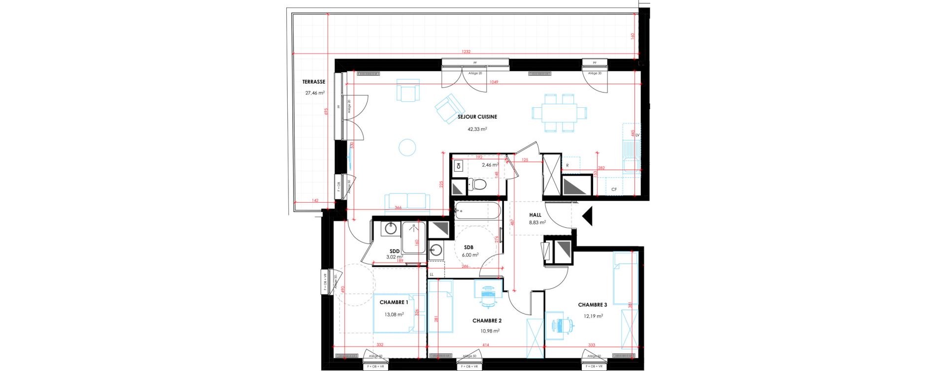 Appartement T4 de 99,04 m2 &agrave; Tourcoing Flocon - blanche porte