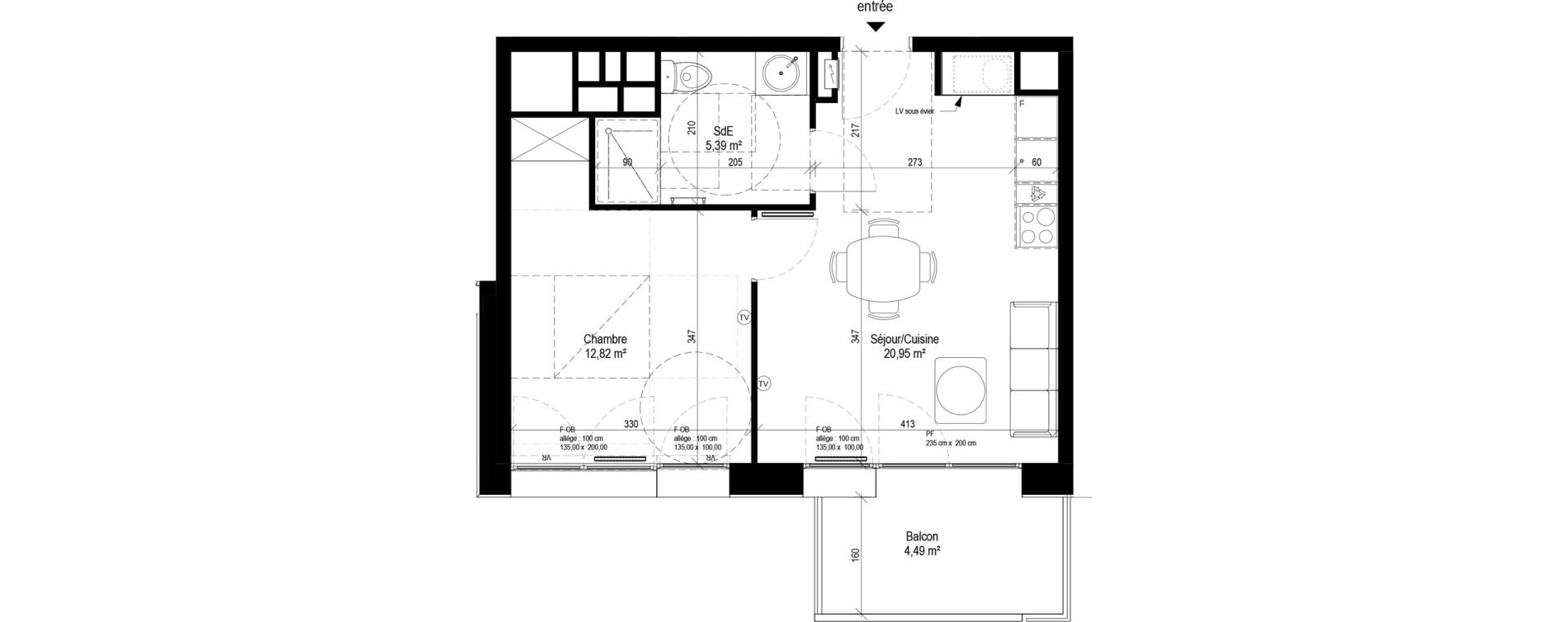 Appartement T2 de 39,15 m2 &agrave; Tourcoing Le quadrilat&egrave;re des piscines