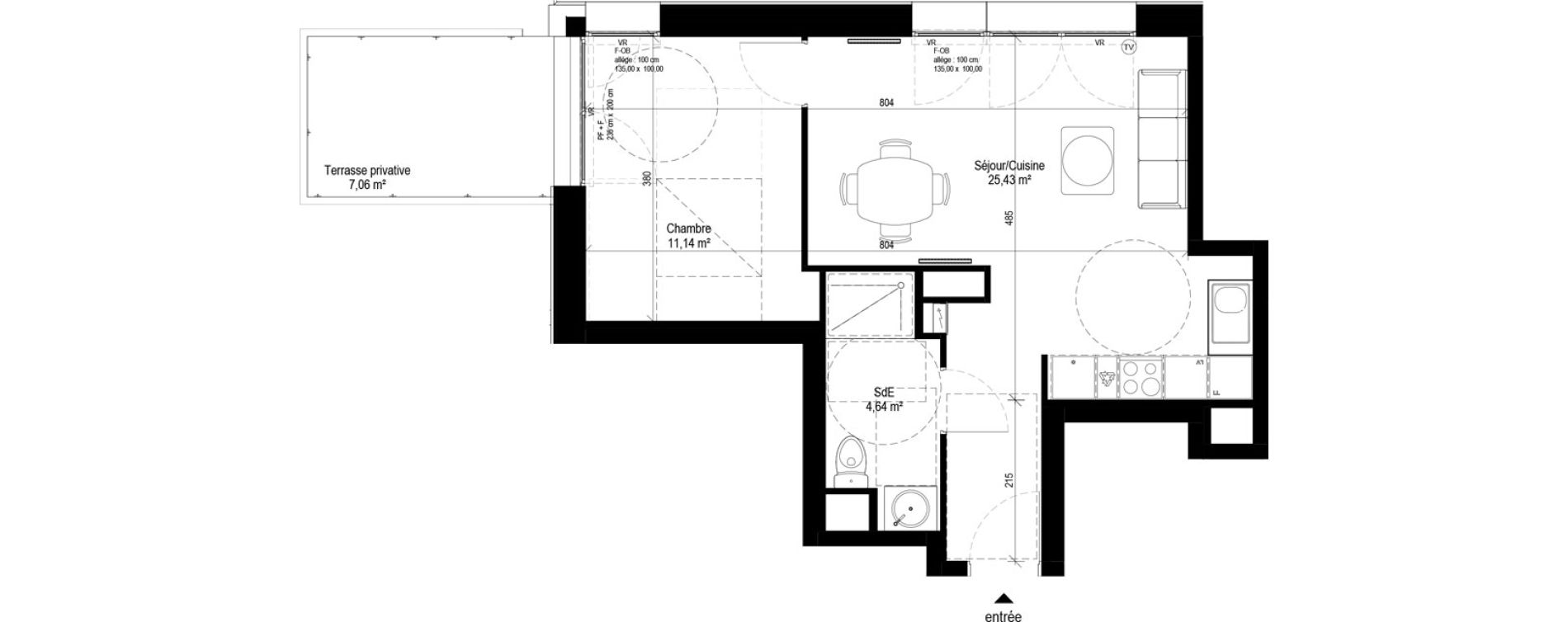 Appartement T2 de 41,21 m2 &agrave; Tourcoing Le quadrilat&egrave;re des piscines