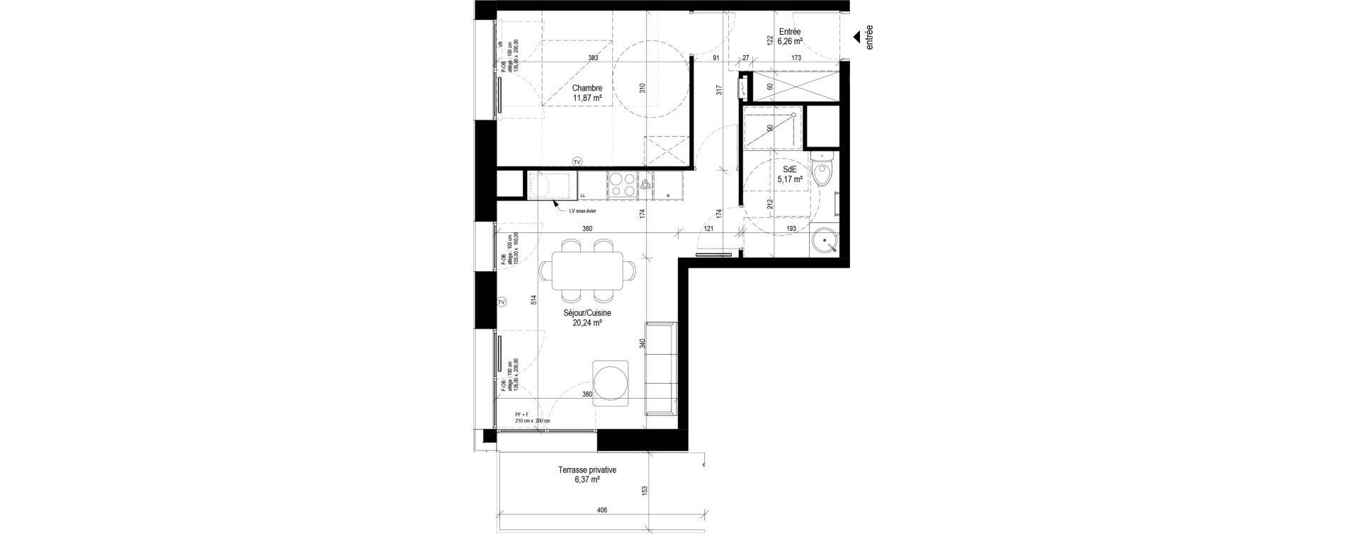 Appartement T2 de 43,55 m2 &agrave; Tourcoing Le quadrilat&egrave;re des piscines