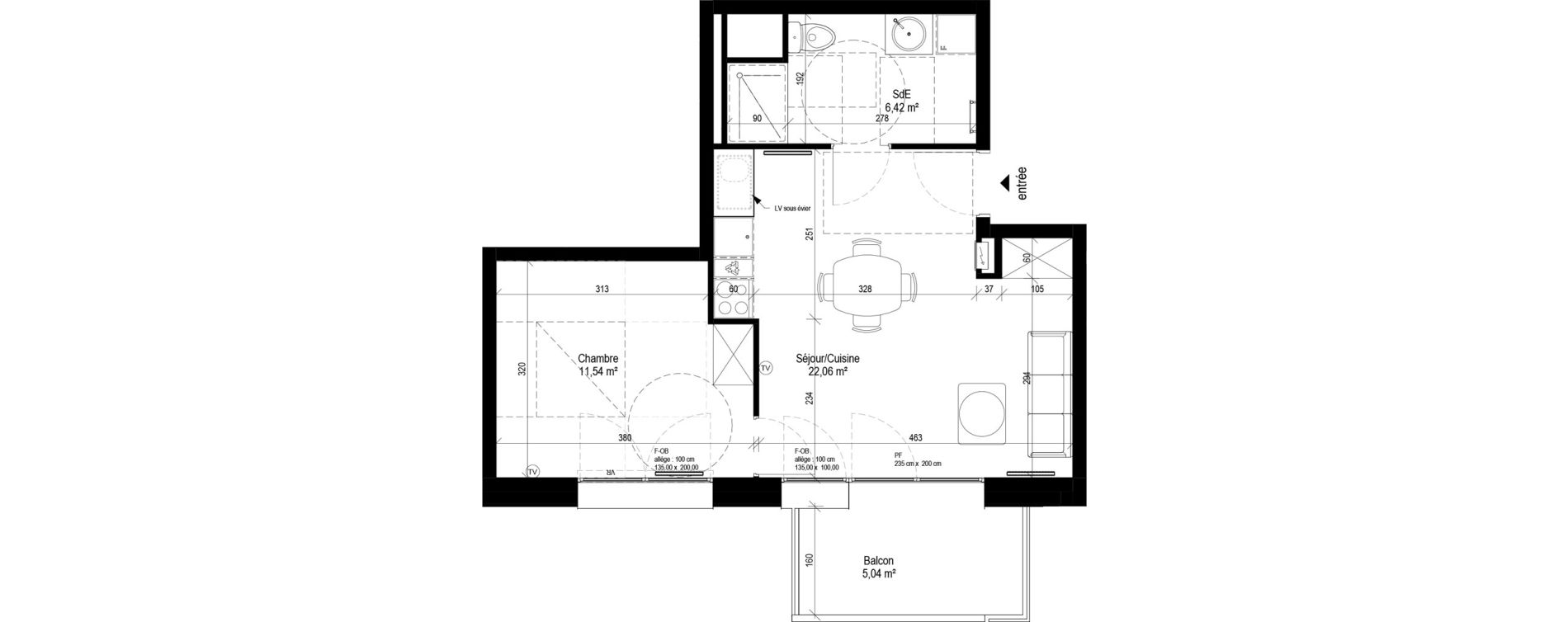 Appartement T2 de 40,01 m2 &agrave; Tourcoing Le quadrilat&egrave;re des piscines