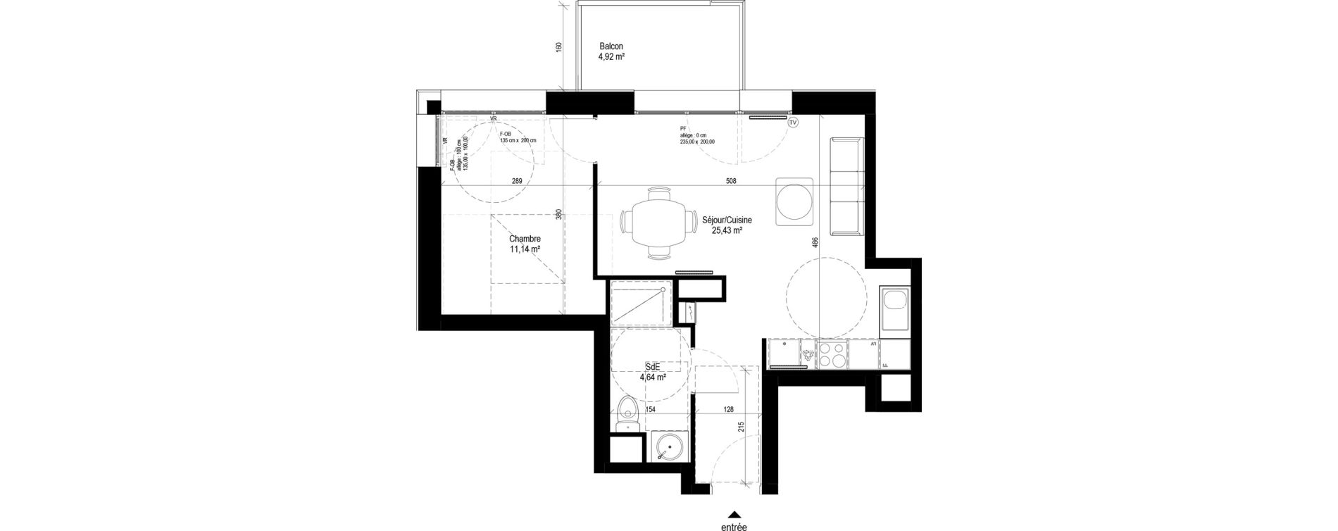 Appartement T2 de 41,21 m2 &agrave; Tourcoing Le quadrilat&egrave;re des piscines