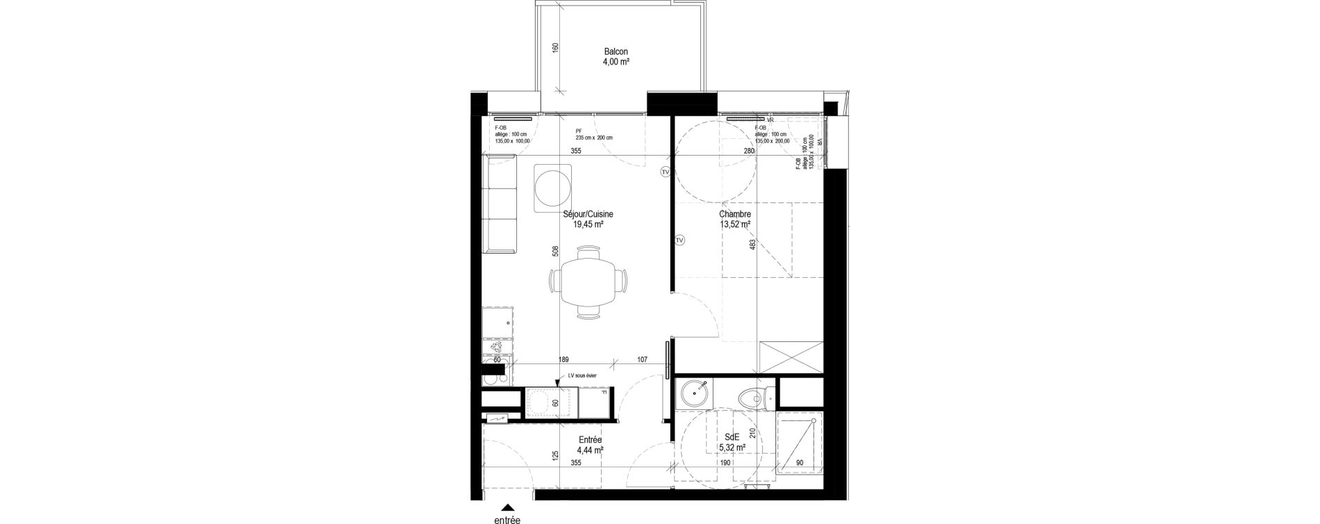 Appartement T2 de 42,72 m2 &agrave; Tourcoing Le quadrilat&egrave;re des piscines