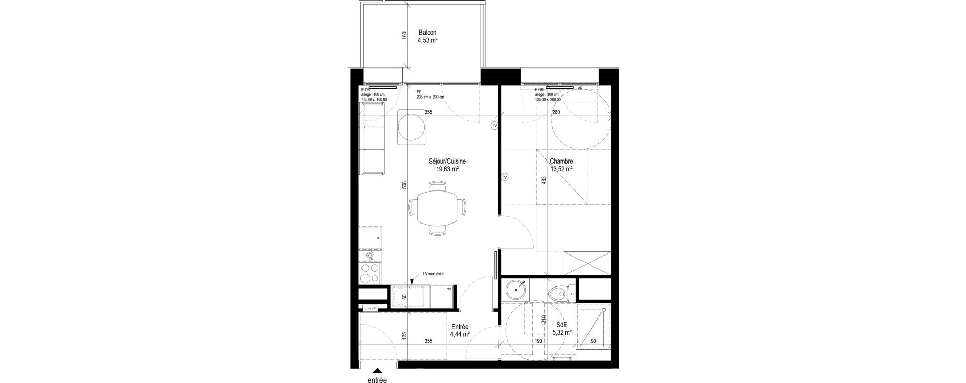 Appartement T2 de 42,91 m2 &agrave; Tourcoing Le quadrilat&egrave;re des piscines