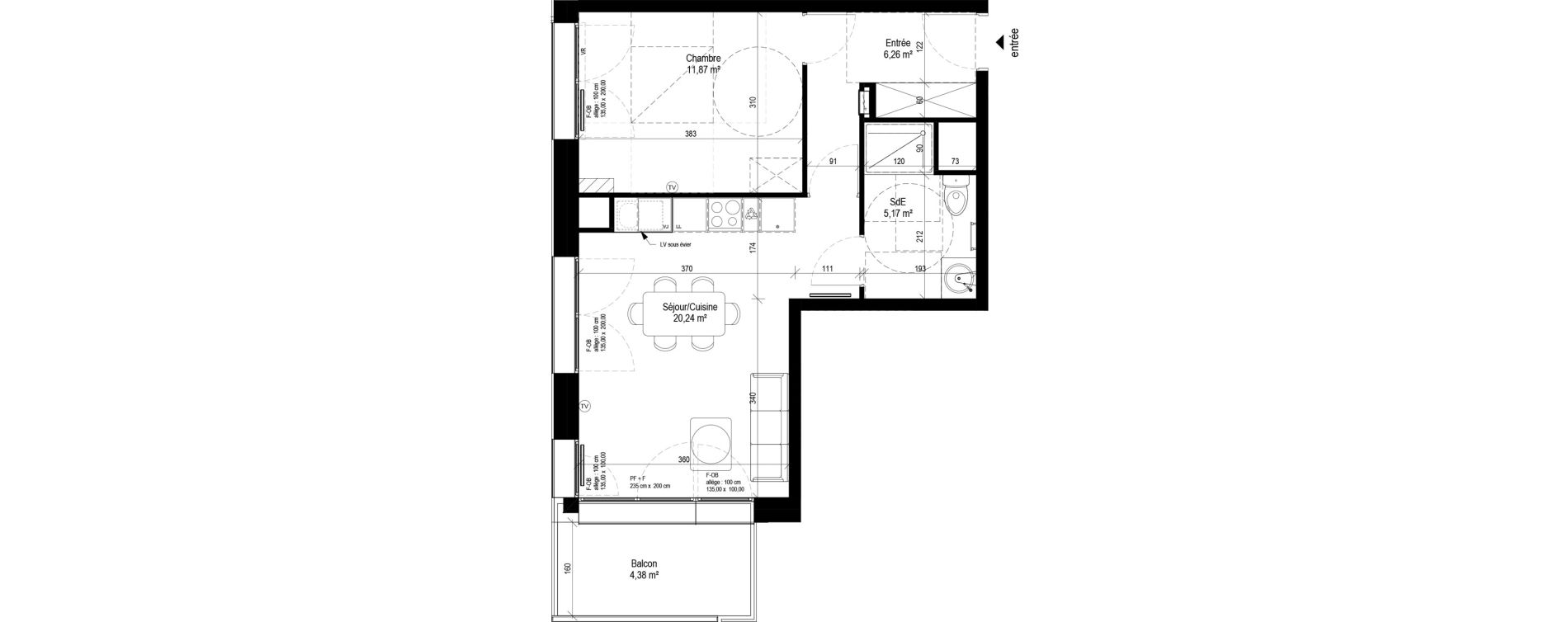 Appartement T2 de 43,55 m2 &agrave; Tourcoing Le quadrilat&egrave;re des piscines