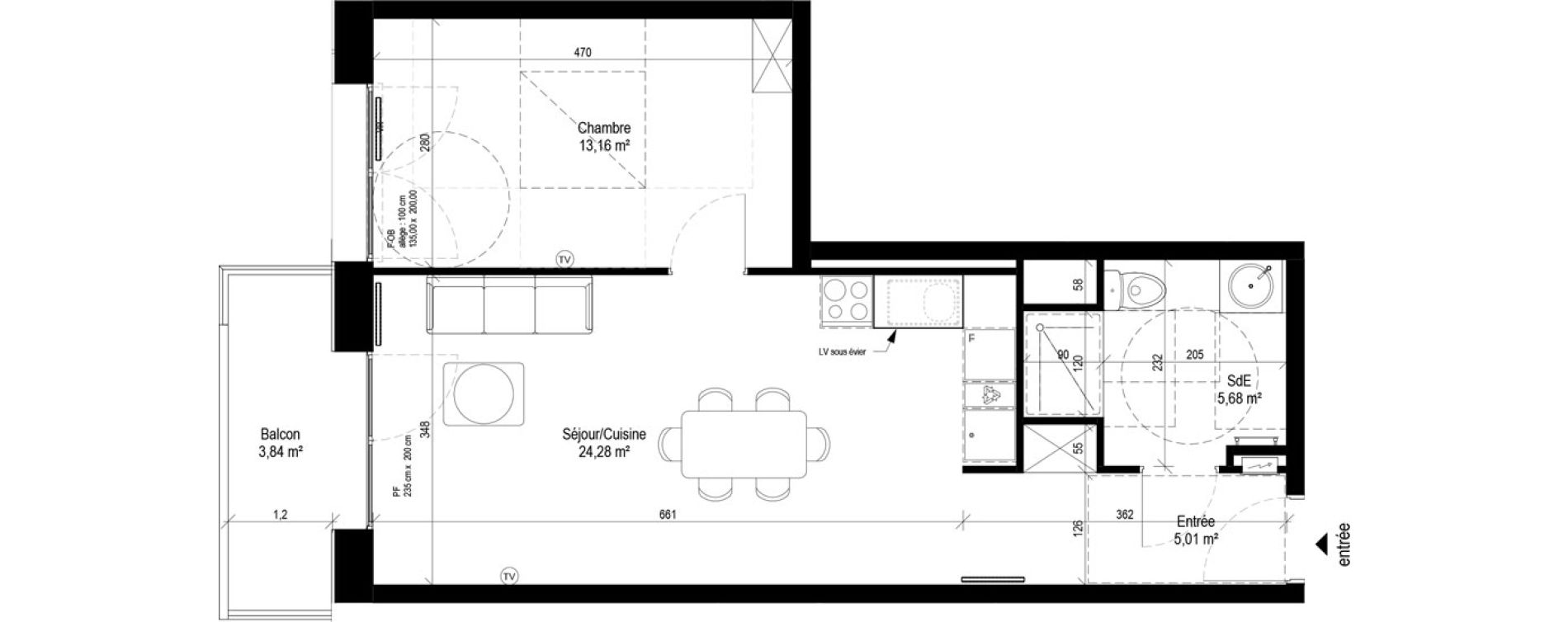 Appartement T2 de 48,13 m2 &agrave; Tourcoing Le quadrilat&egrave;re des piscines