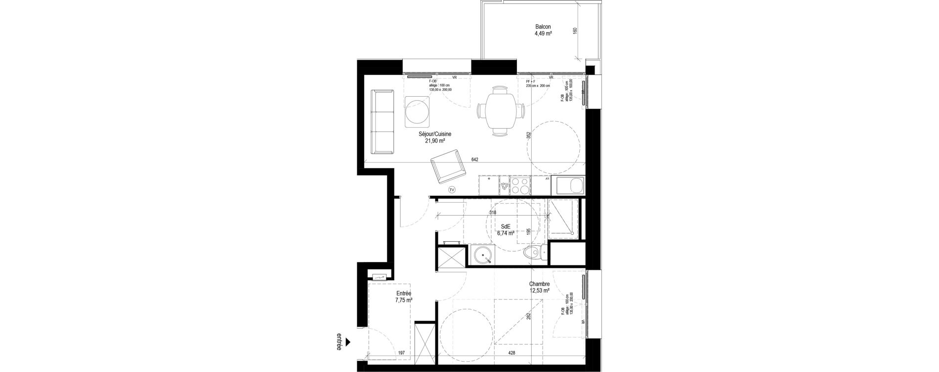 Appartement T2 de 48,92 m2 &agrave; Tourcoing Le quadrilat&egrave;re des piscines