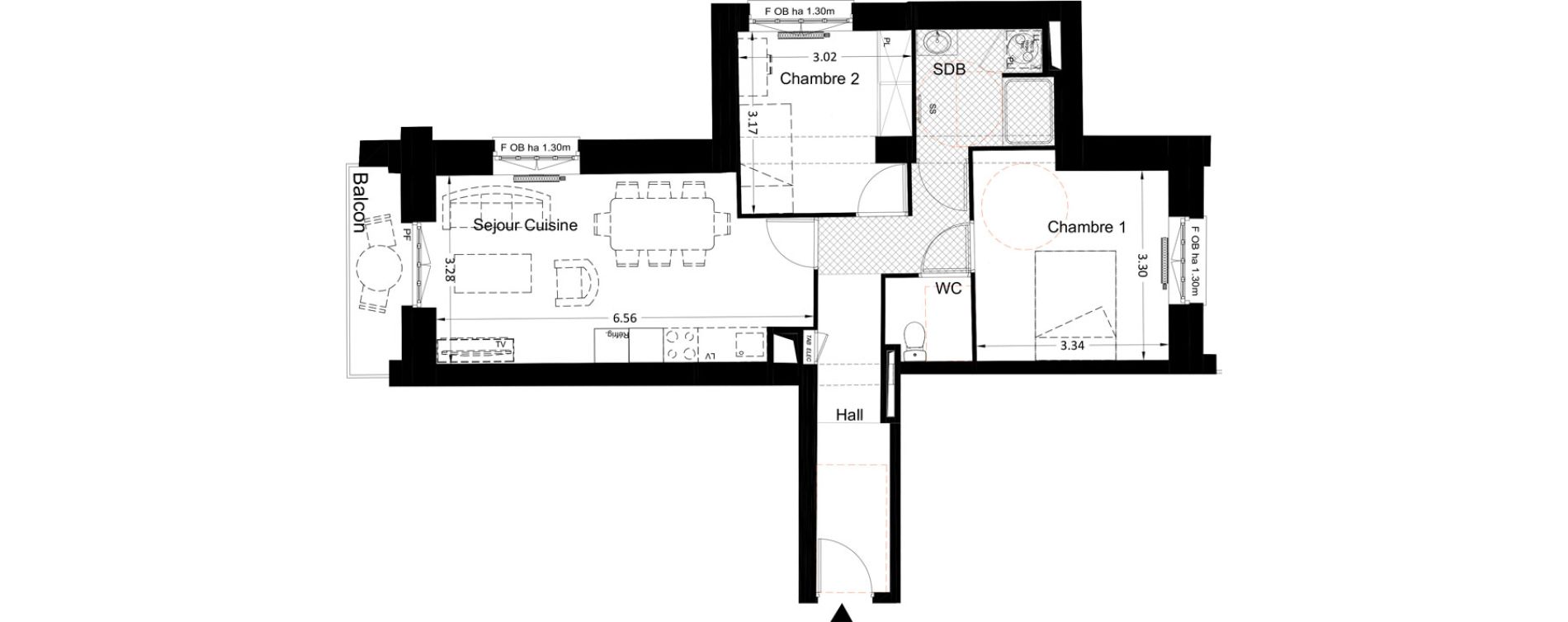 Appartement T3 de 58,60 m2 &agrave; Tourcoing Centre