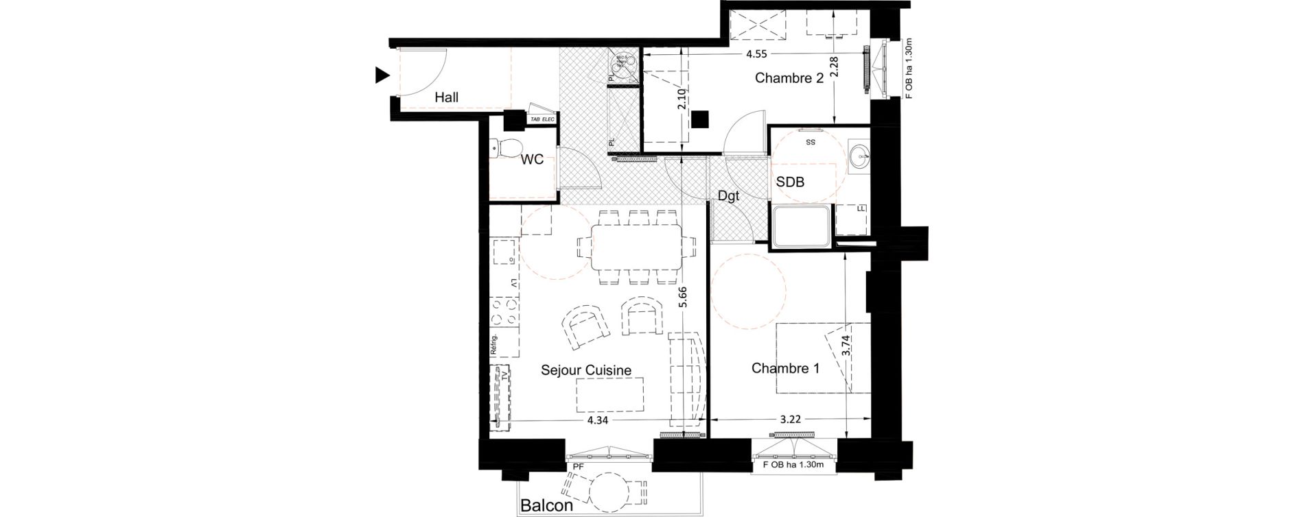 Appartement T3 de 63,40 m2 &agrave; Tourcoing Centre
