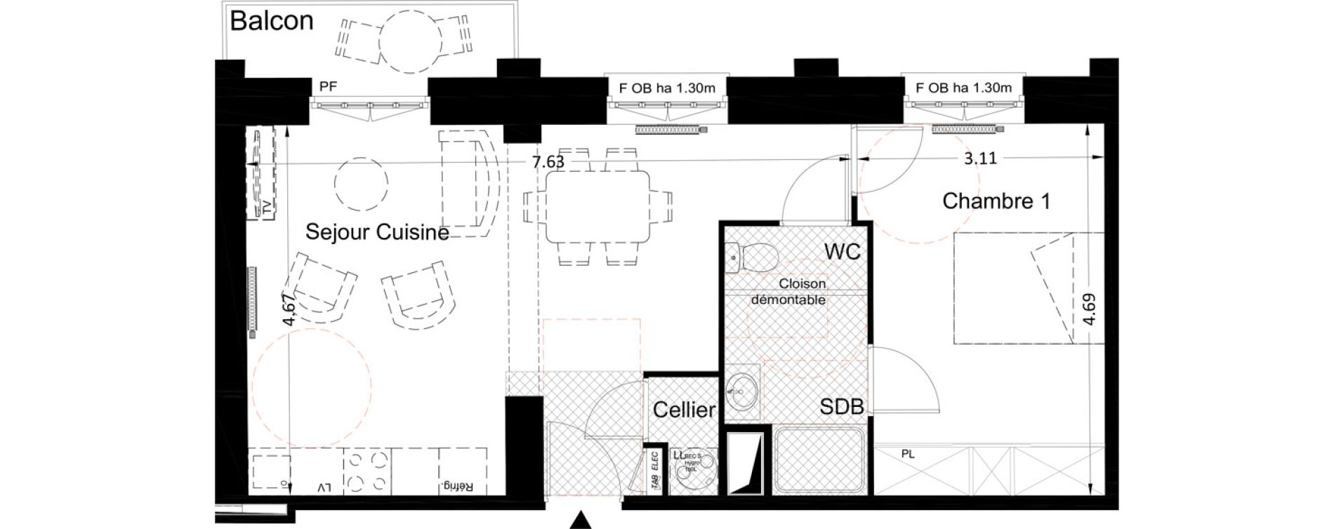 Appartement T2 de 48,50 m2 &agrave; Tourcoing Centre
