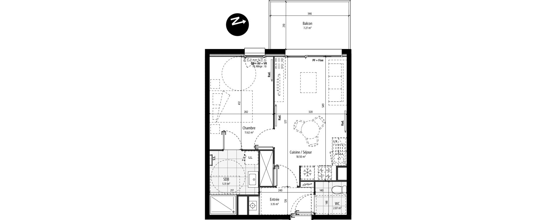 Appartement T2 de 40,85 m2 &agrave; Tourcoing Centre ville