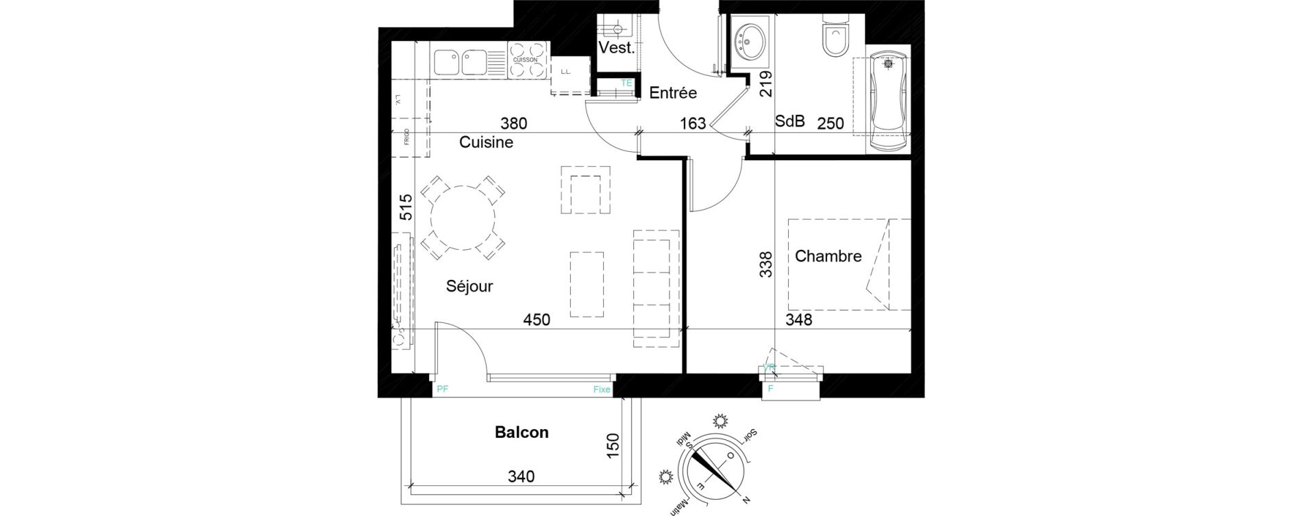 Appartement T2 de 41,96 m2 &agrave; Tourcoing Les phalempins