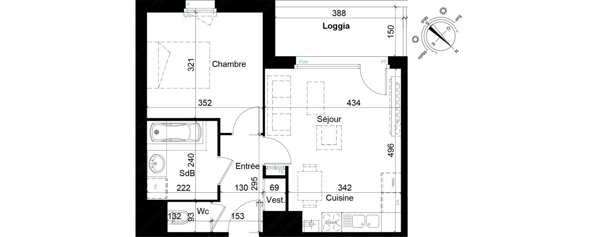 Appartement T2 de 41,81 m2 &agrave; Tourcoing Les phalempins