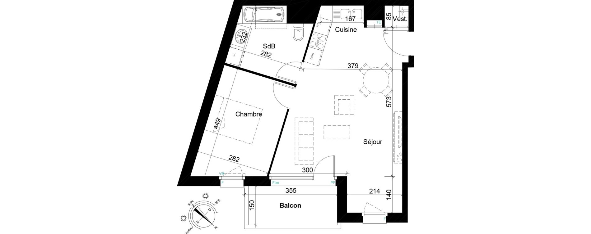 Appartement T2 de 48,37 m2 &agrave; Tourcoing Les phalempins