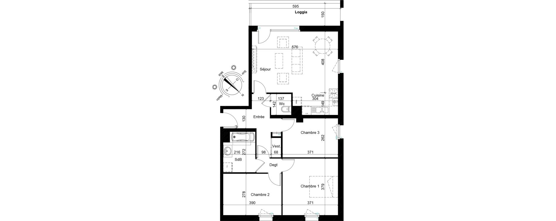 Appartement T4 de 80,10 m2 &agrave; Tourcoing Les phalempins