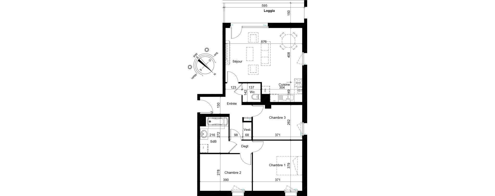 Appartement T4 de 80,10 m2 &agrave; Tourcoing Les phalempins
