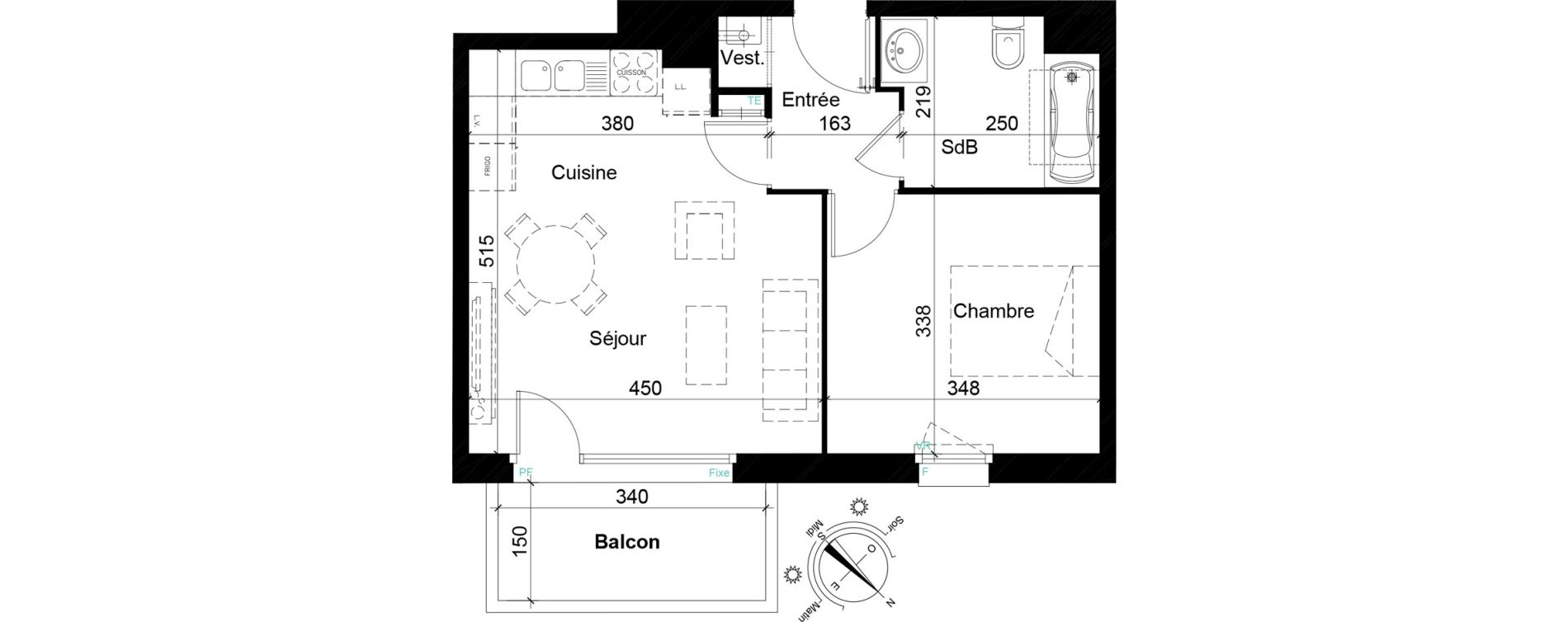 Appartement T2 de 41,96 m2 &agrave; Tourcoing Les phalempins