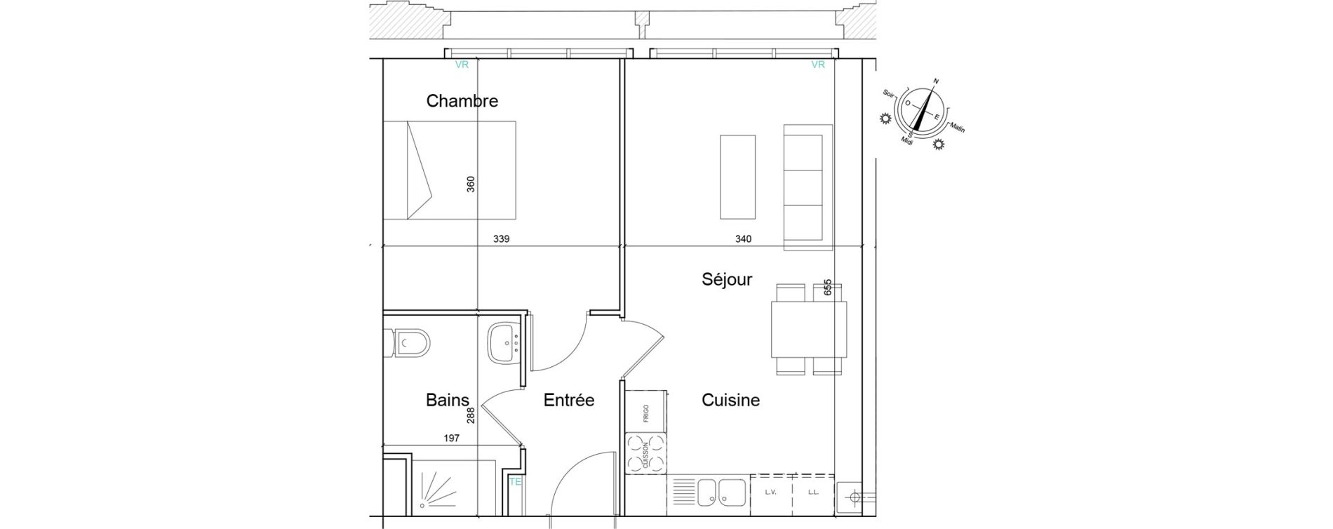 Appartement T2 de 43,47 m2 &agrave; Tourcoing Les phalempins