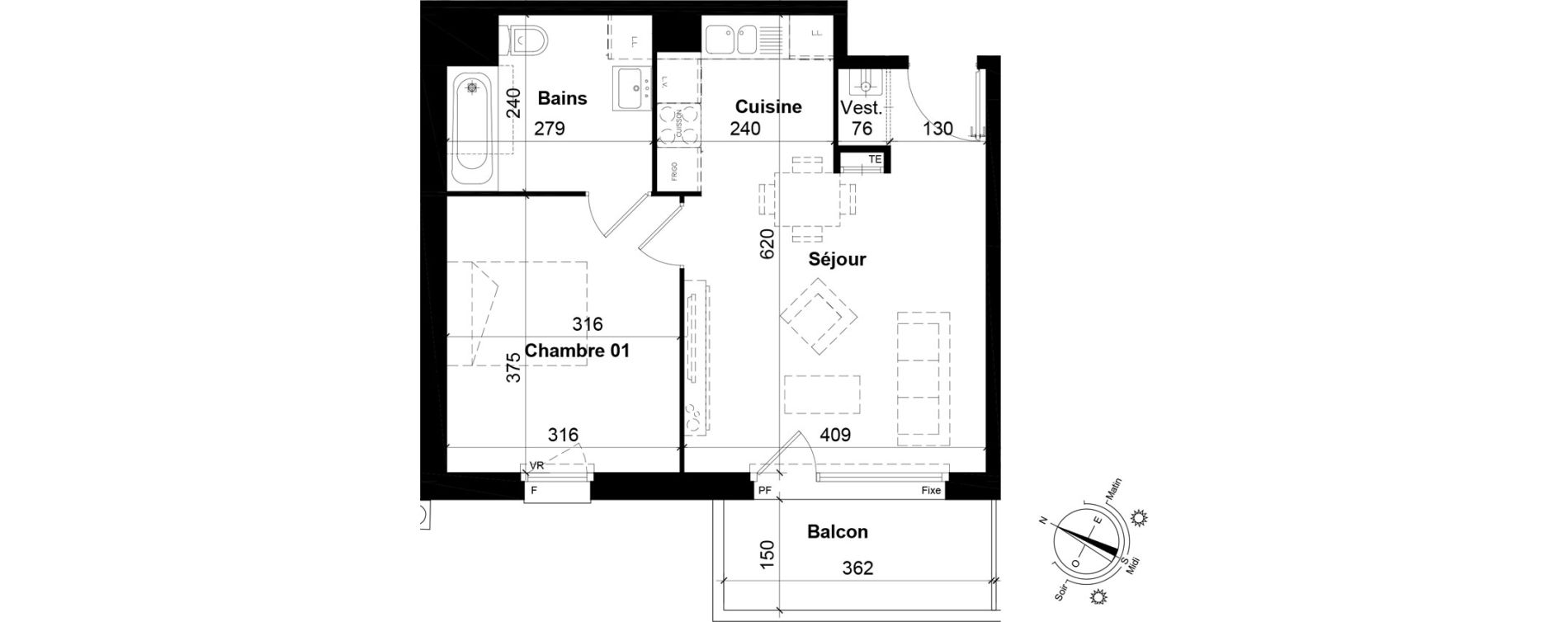 Appartement T2 de 42,10 m2 &agrave; Tourcoing Les phalempins