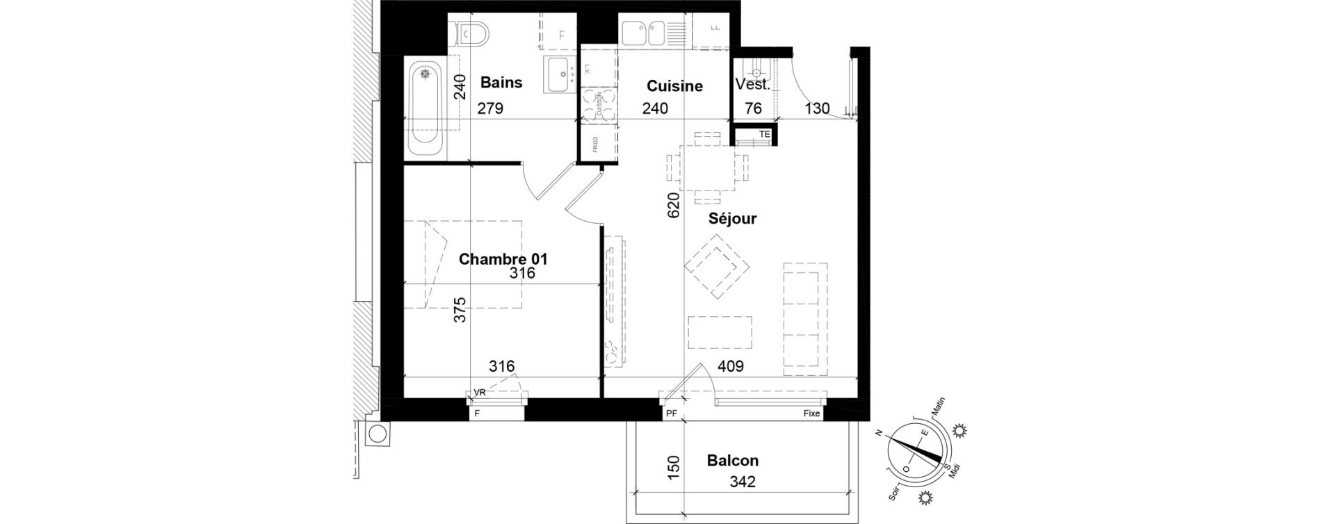 Appartement T2 de 42,10 m2 &agrave; Tourcoing Les phalempins