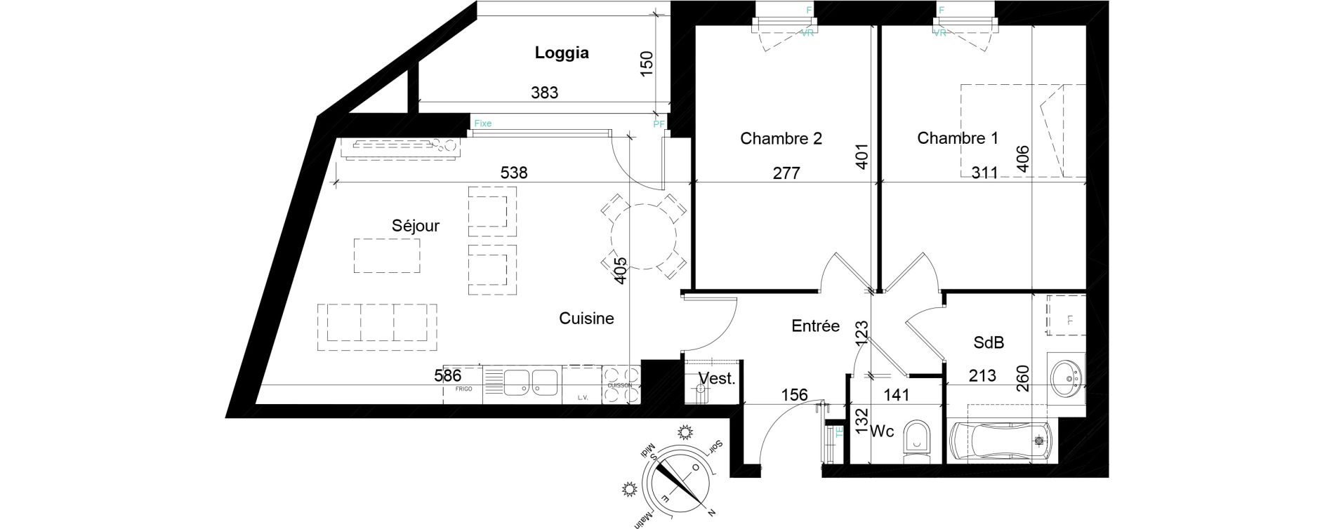 Appartement T3 de 61,41 m2 &agrave; Tourcoing Les phalempins