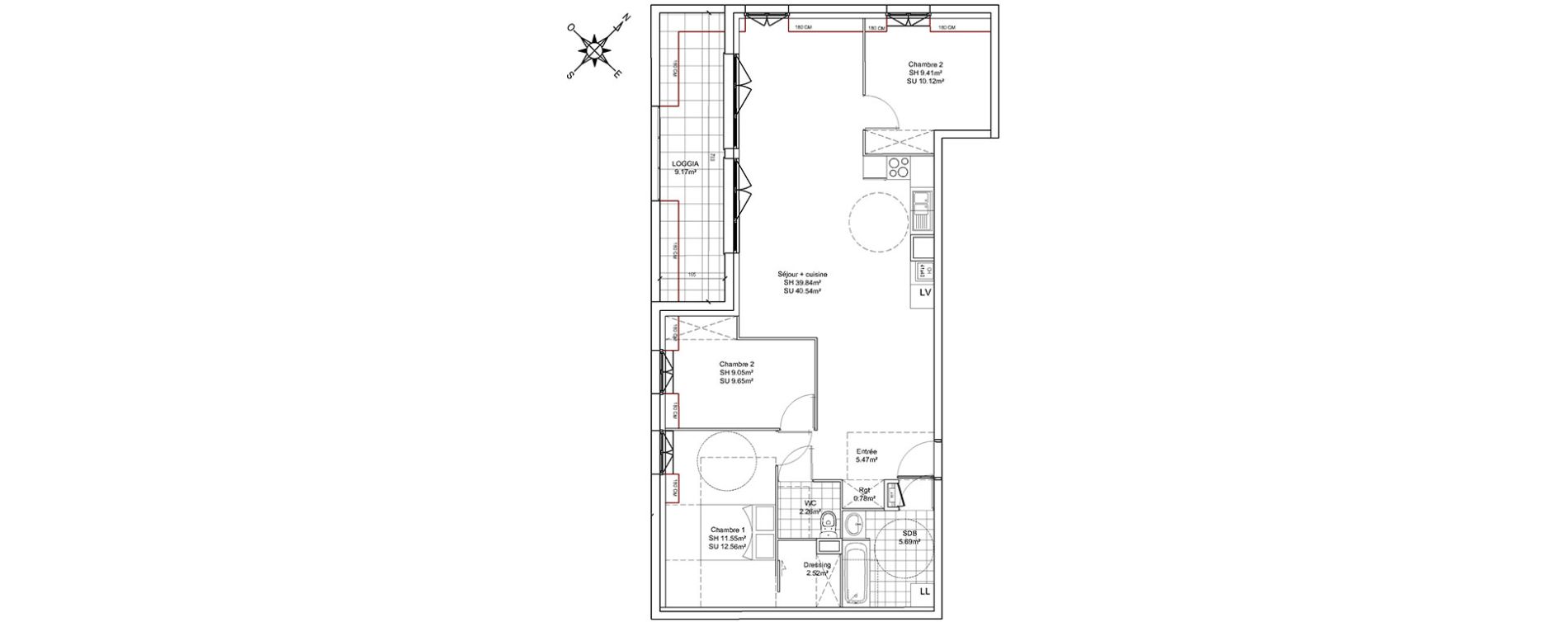 Appartement T4 de 86,57 m2 &agrave; Tourcoing Brun pain - les francs
