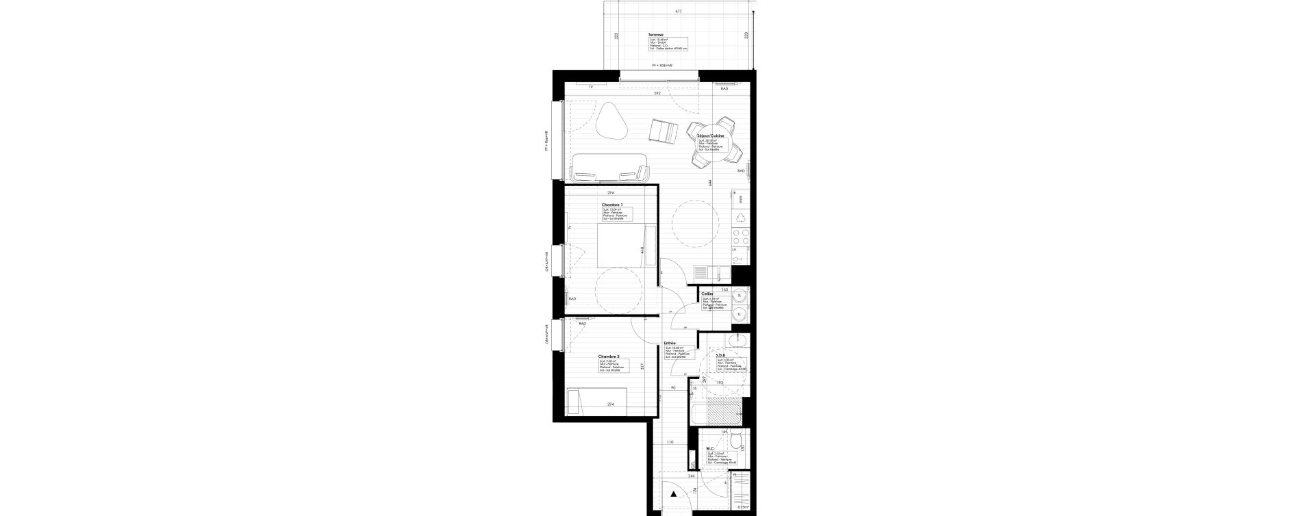 Appartement T3 de 69,40 m2 &agrave; Tourcoing Nationale