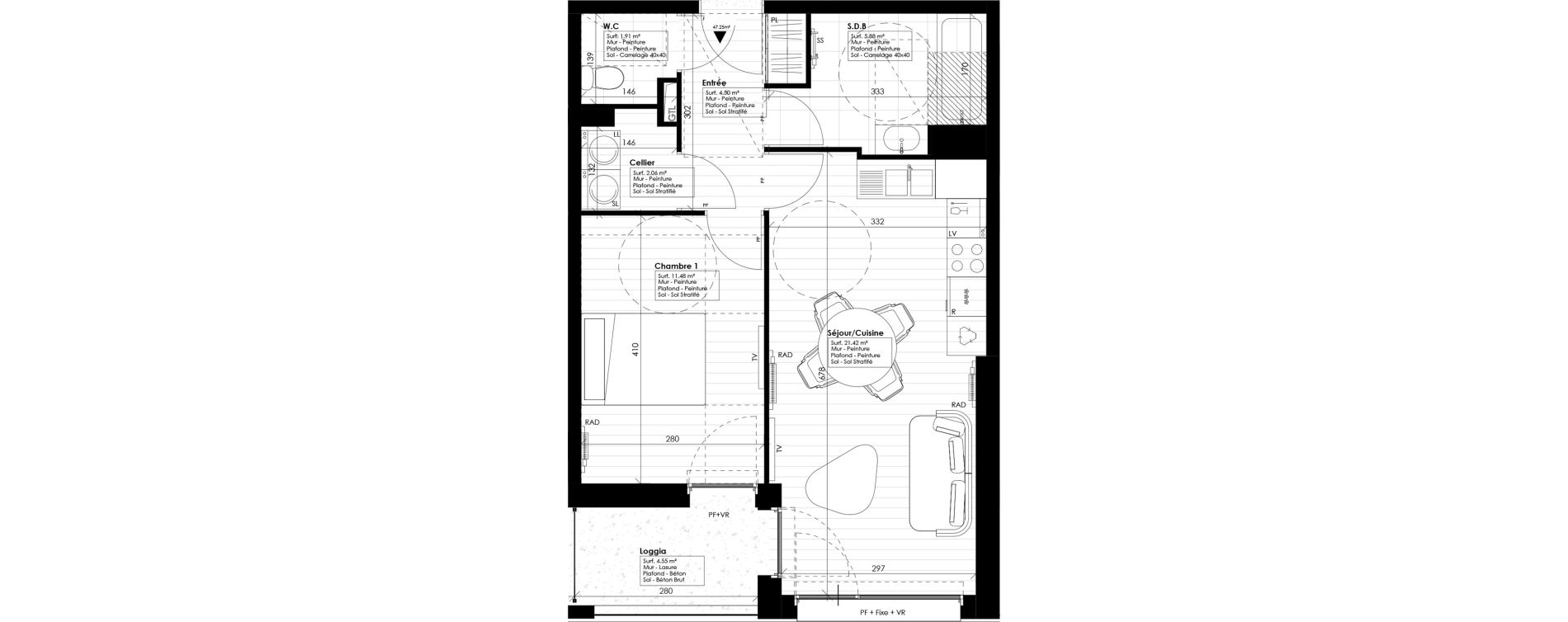 Appartement T2 de 47,25 m2 &agrave; Tourcoing Nationale