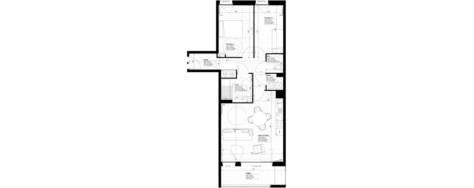 Appartement T3 de 64,01 m2 &agrave; Tourcoing Nationale