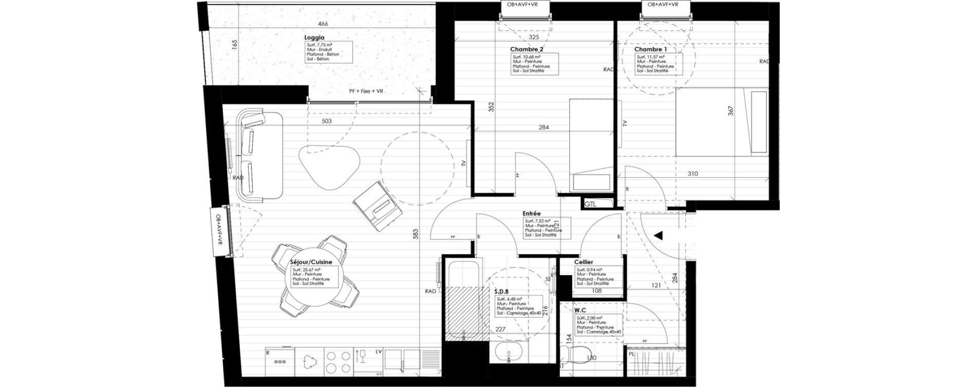 Appartement T3 de 62,87 m2 &agrave; Tourcoing Nationale