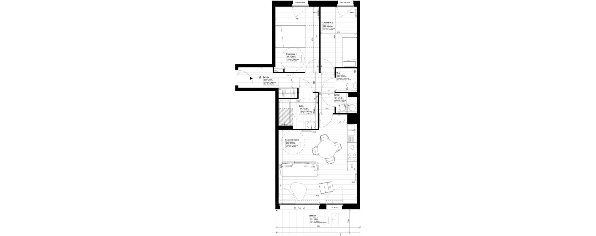 Appartement T3 de 64,00 m2 &agrave; Tourcoing Nationale