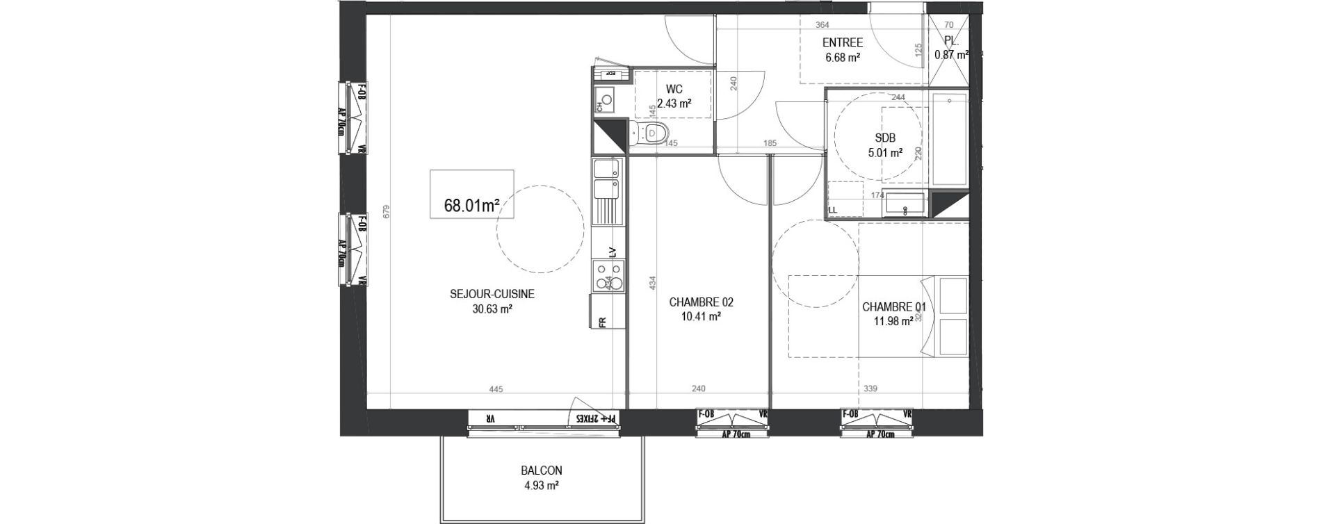 Appartement T3 de 68,01 m2 &agrave; Tourcoing Tourcoing gambetta