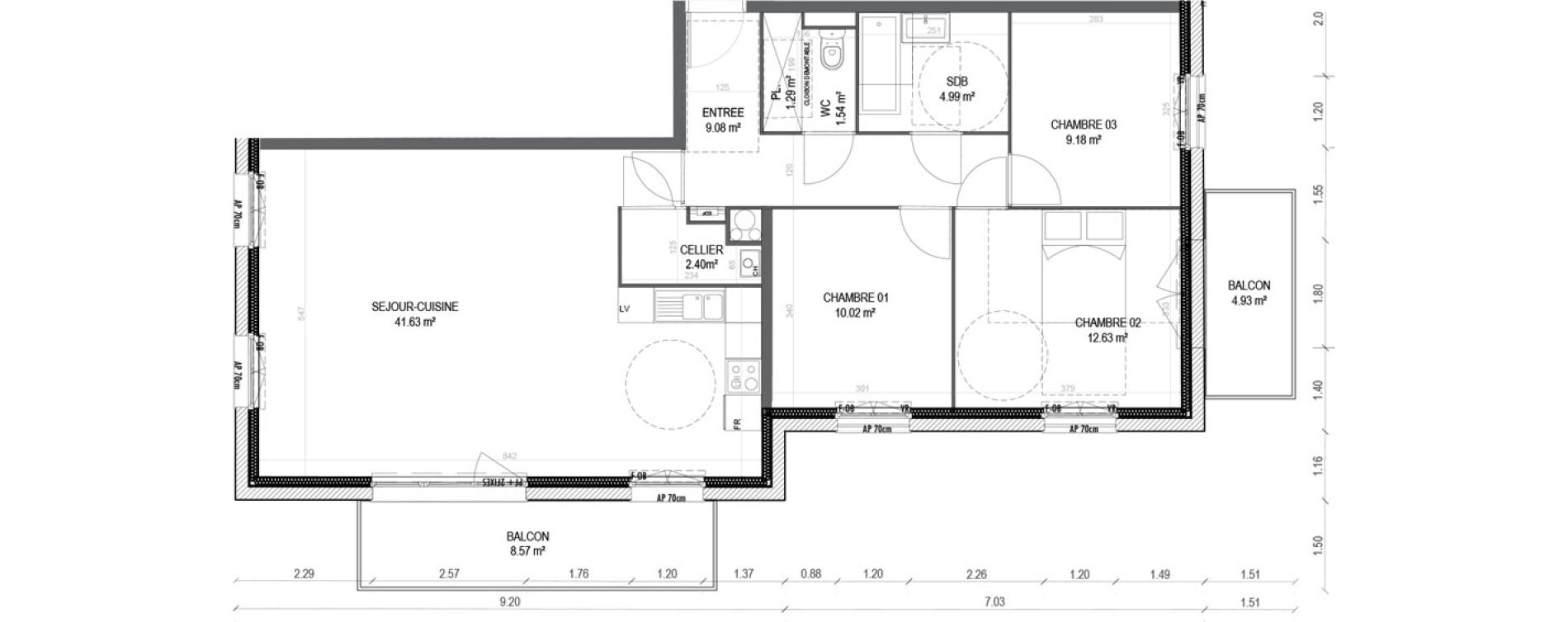 Appartement T4 de 92,76 m2 &agrave; Tourcoing Tourcoing gambetta