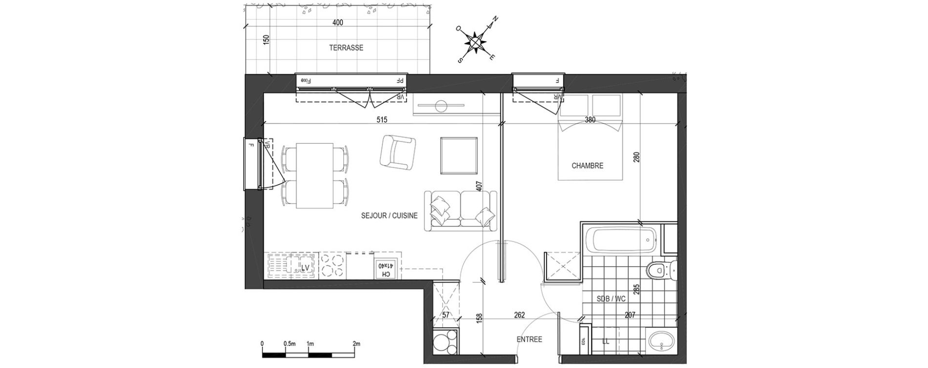 Appartement T2 de 43,99 m2 &agrave; Tourcoing Brun pain - les francs