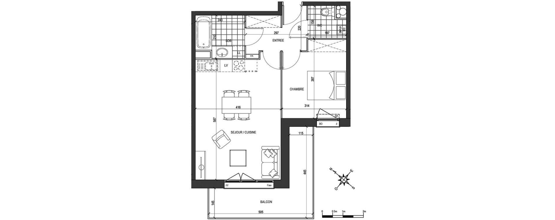 Appartement T2 de 49,24 m2 &agrave; Tourcoing Brun pain - les francs