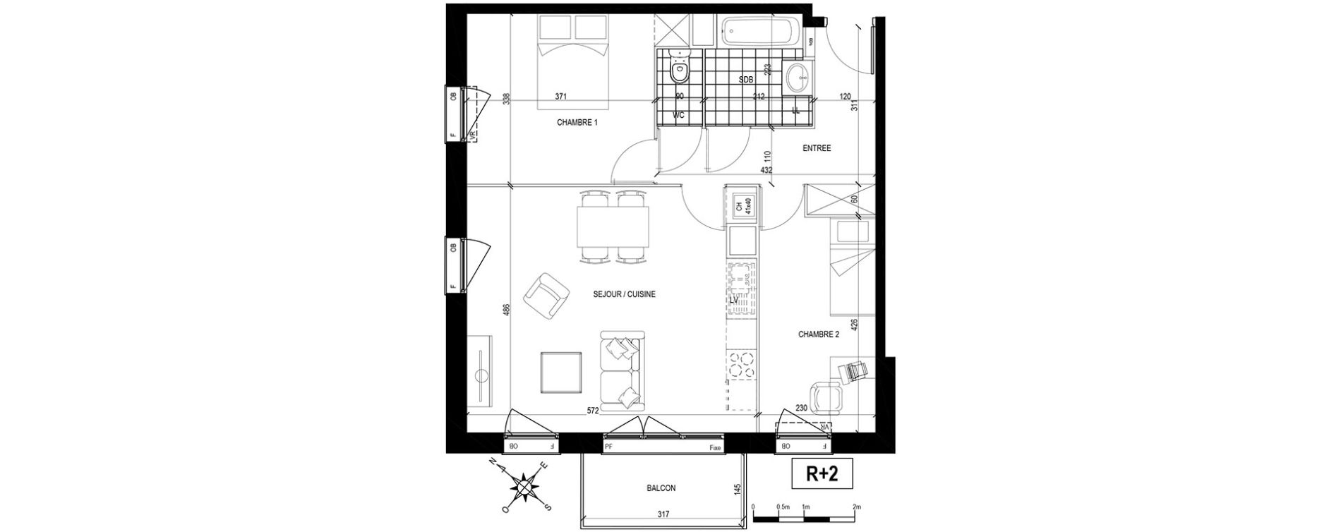 Appartement T3 de 64,48 m2 &agrave; Tourcoing Brun pain - les francs