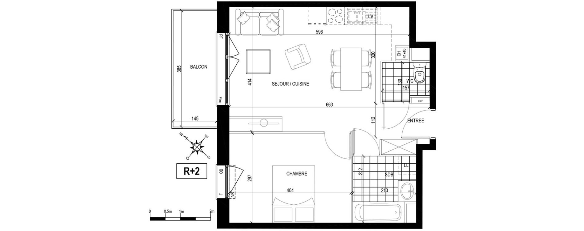 Appartement T2 de 44,04 m2 &agrave; Tourcoing Brun pain - les francs