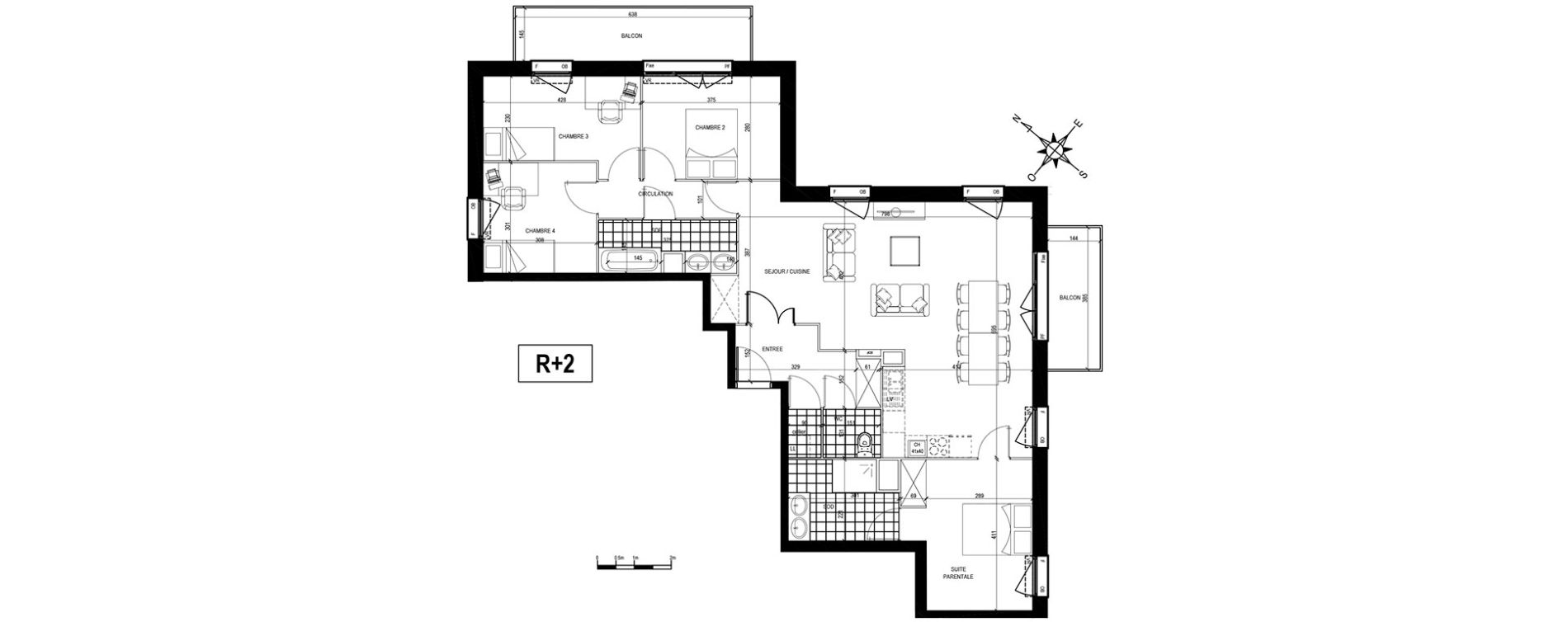 Appartement T5 de 111,98 m2 &agrave; Tourcoing Brun pain - les francs