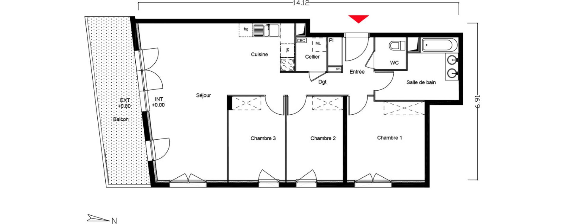 Appartement T4 de 81,85 m2 &agrave; Tourcoing Epideme