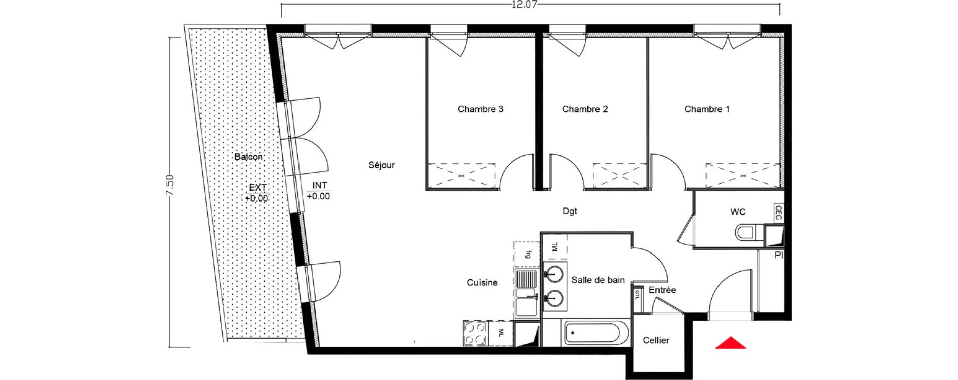 Appartement T4 de 83,34 m2 &agrave; Tourcoing Epideme