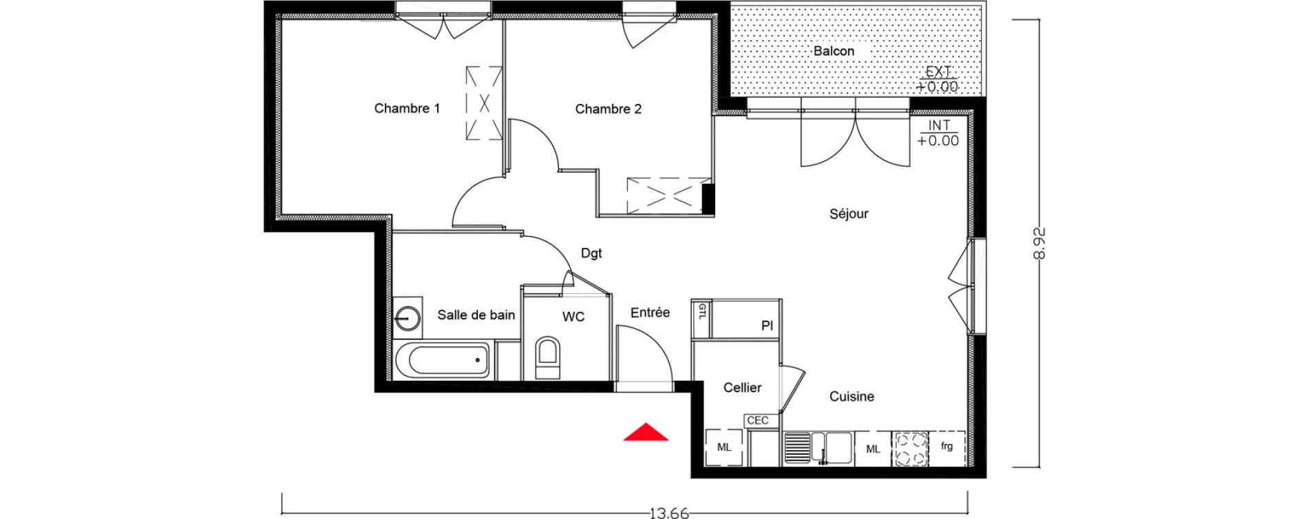 Appartement T3 de 60,71 m2 &agrave; Tourcoing Epideme