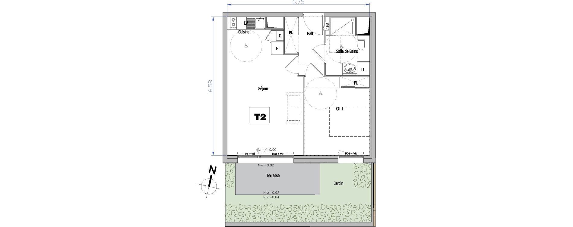 Appartement T2 de 42,39 m2 &agrave; Tourcoing Flocon - blanche porte