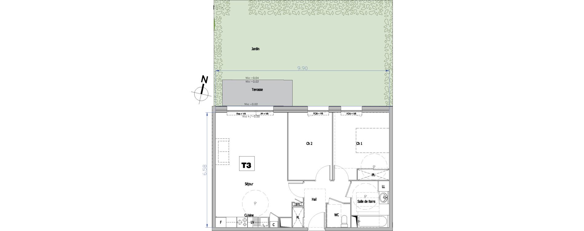Appartement T3 de 63,08 m2 &agrave; Tourcoing Flocon - blanche porte
