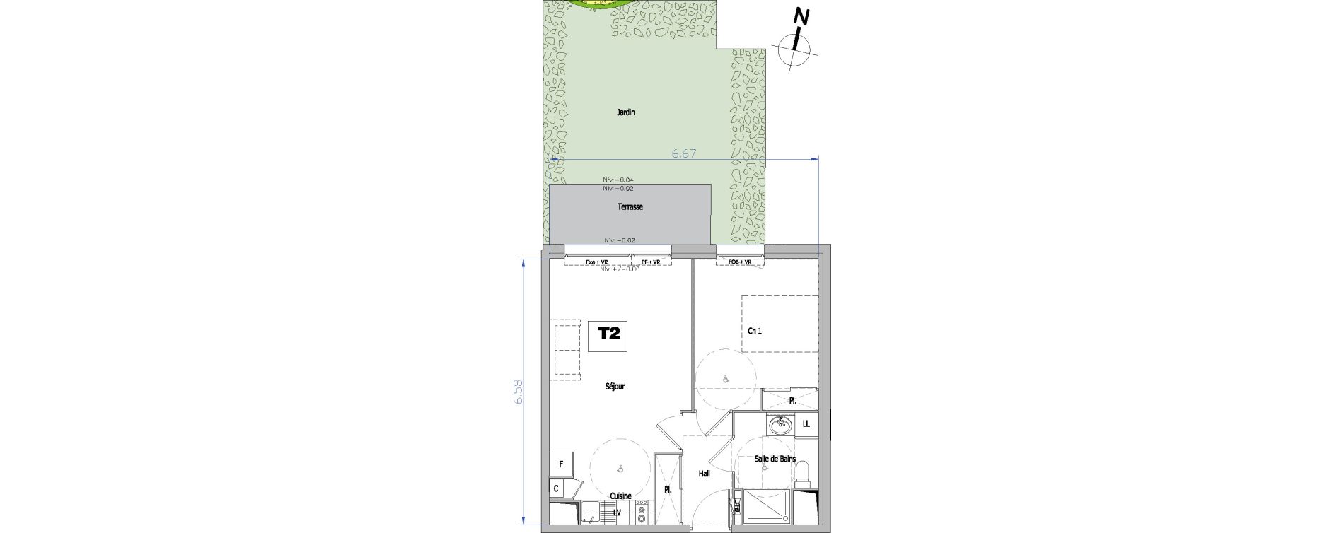 Appartement T2 de 41,90 m2 &agrave; Tourcoing Flocon - blanche porte