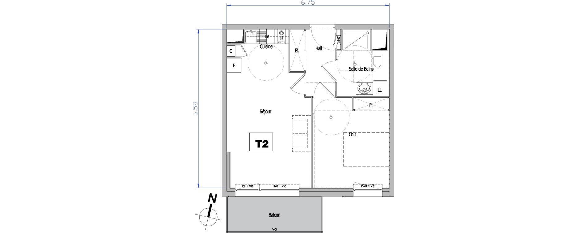 Appartement T2 de 42,08 m2 &agrave; Tourcoing Flocon - blanche porte