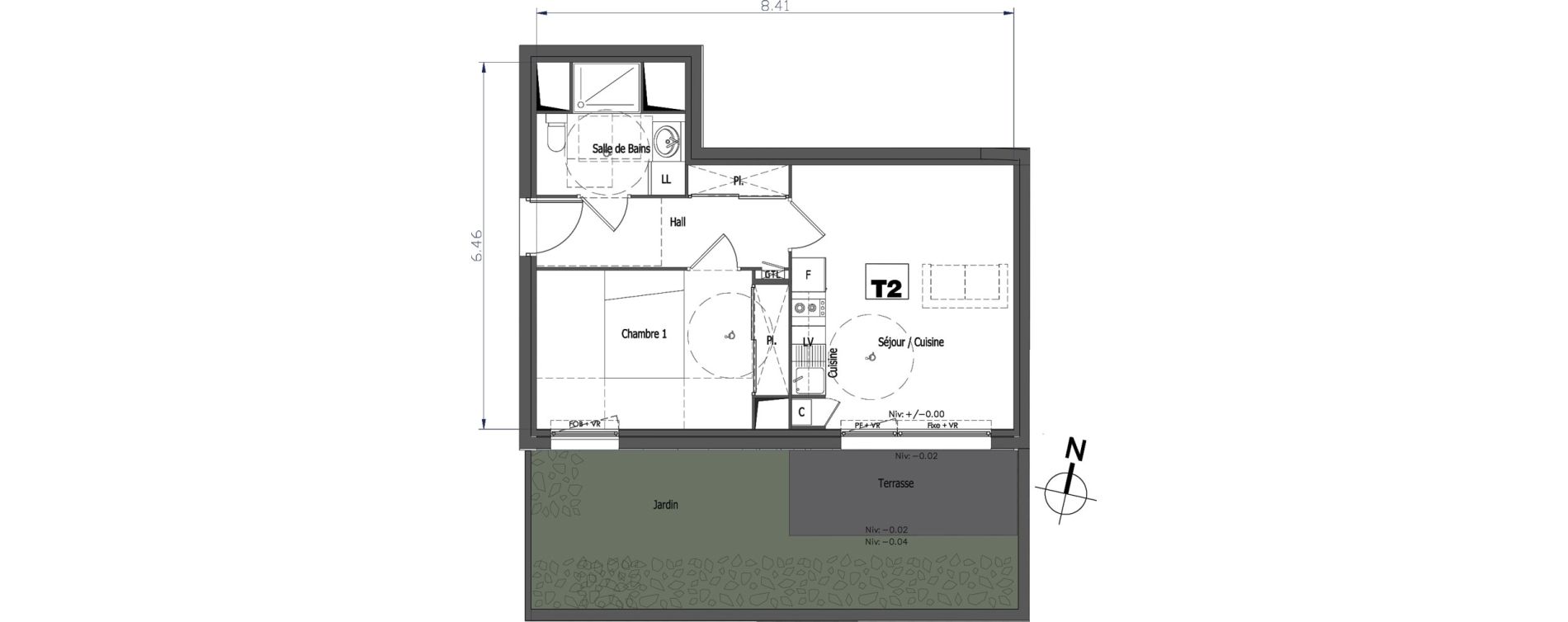 Appartement T2 de 41,45 m2 &agrave; Tourcoing Flocon - blanche porte