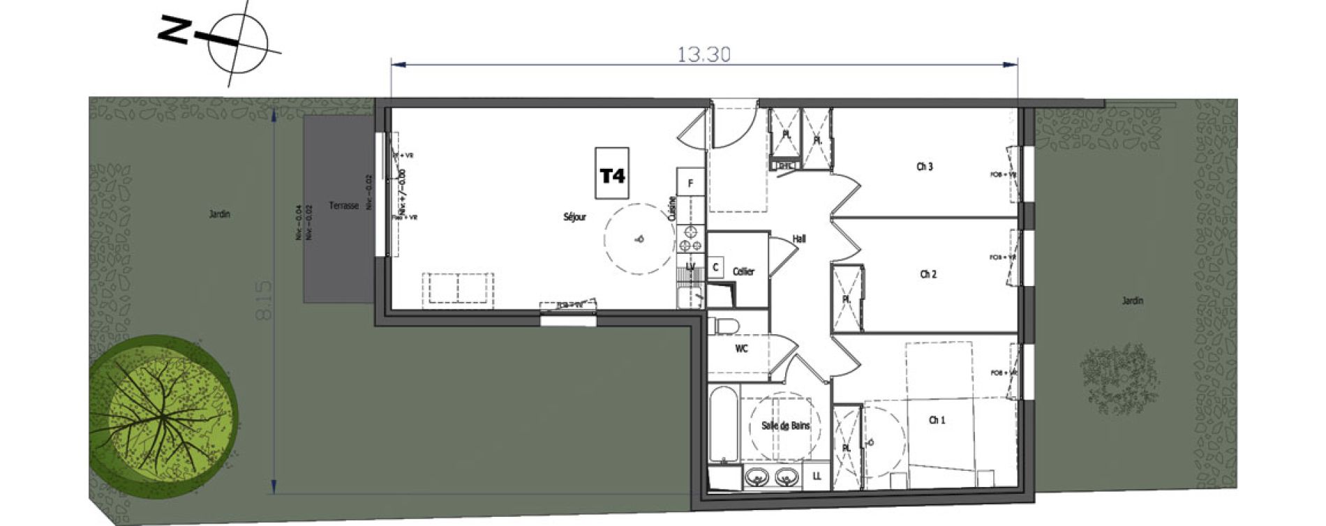 Appartement T4 de 79,84 m2 &agrave; Tourcoing Flocon - blanche porte