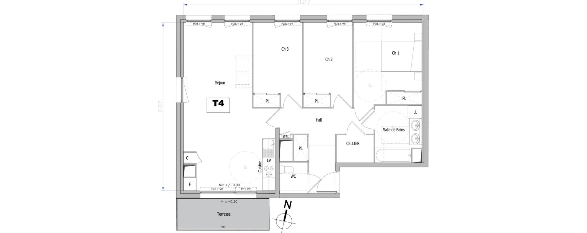 Appartement T4 de 80,07 m2 &agrave; Tourcoing Flocon - blanche porte