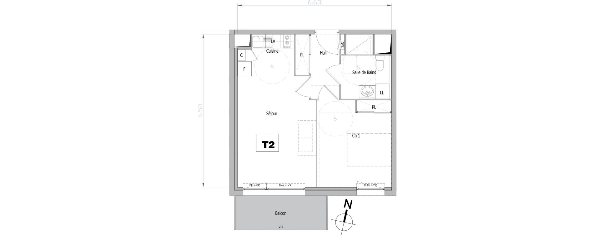Appartement T2 de 41,51 m2 &agrave; Tourcoing Flocon - blanche porte